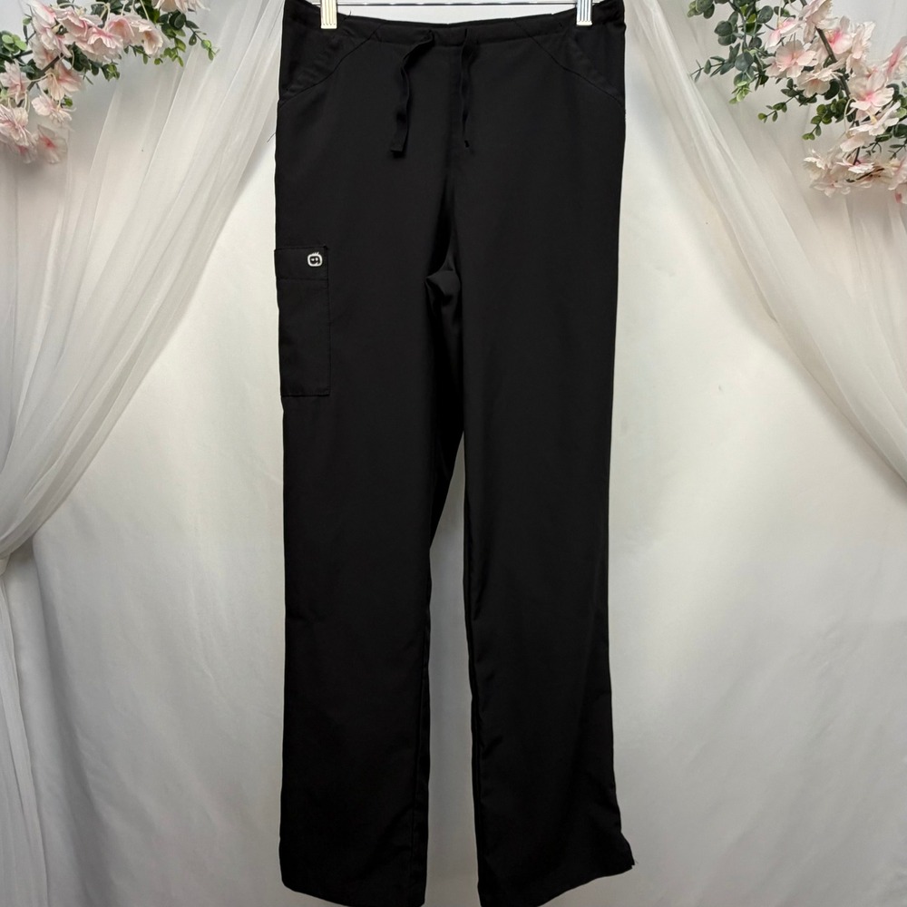 WonderWink W123 Womens Cargo Scrub Pants Black Classic Fit Medium Drawstring